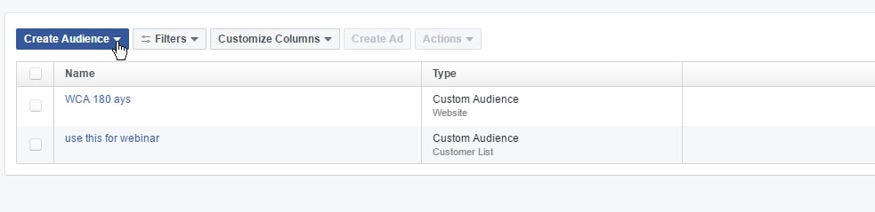email list facebook create audience