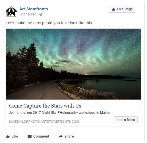 photographer facebook ads example