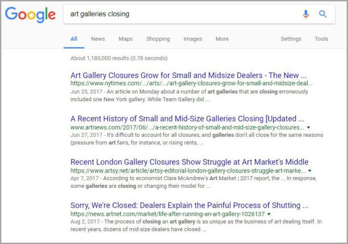 art galleries closing