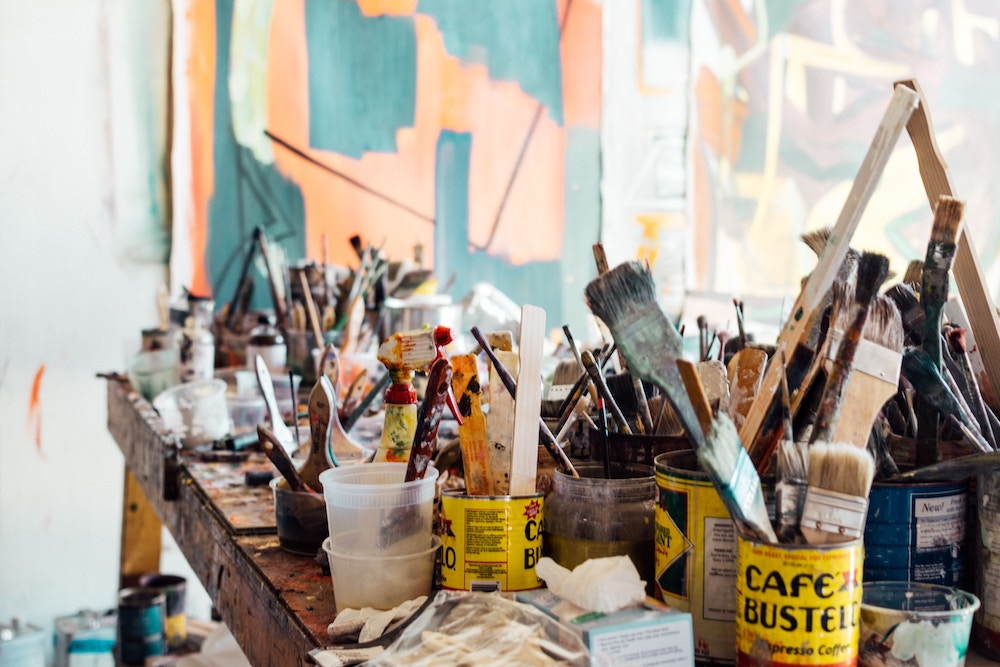 messy art studio