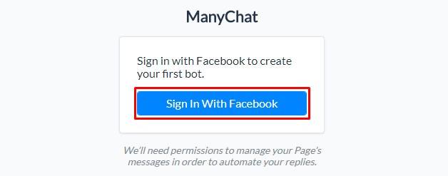 sign into manychat with facebook