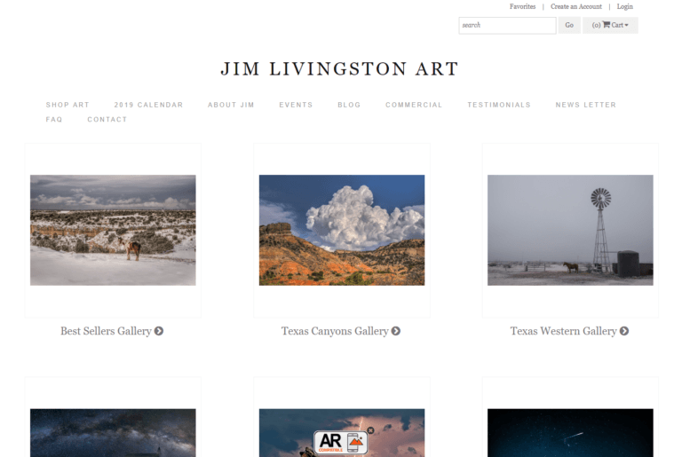 Successful Art Storefronts Photographer Website Examples