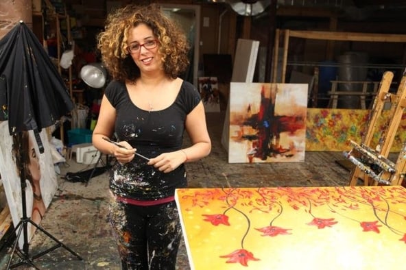 Woman painting - artist