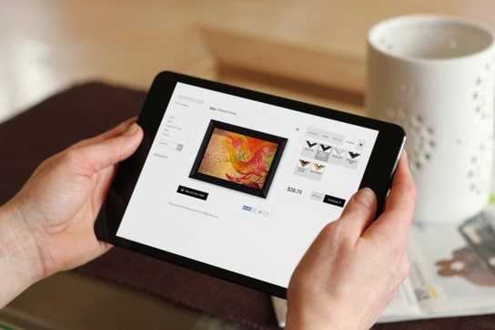 Artstorefronts website on tablet